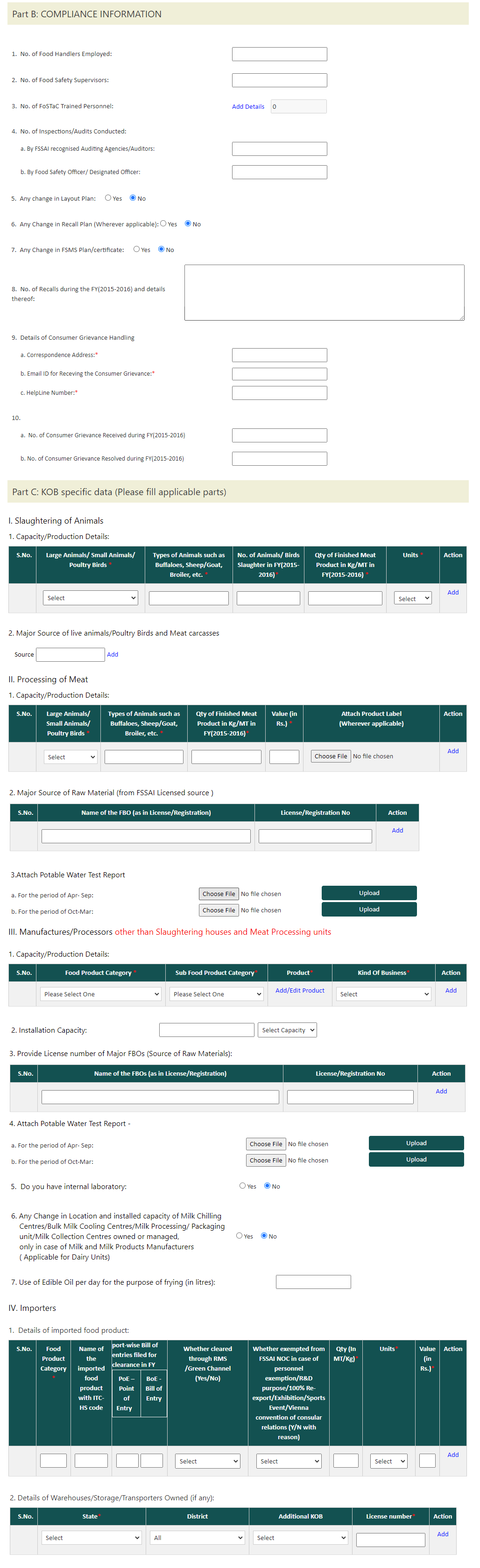 Food Business Annual Return for FY 2021-2022