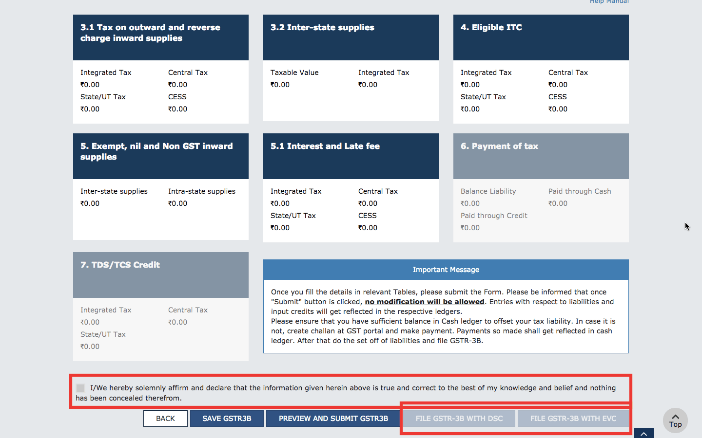 how to file gstr 3b nil return: Accept-and-Submit-GSTR3B-Return