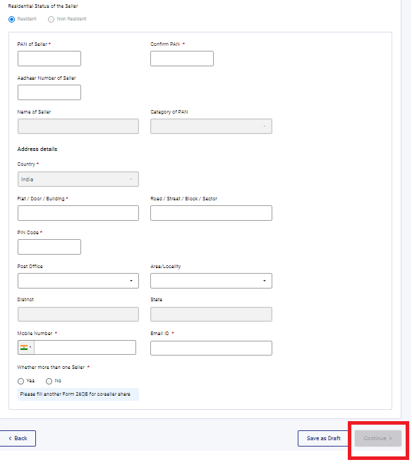 Section 194IA - TDS on Sale of Property - Add Seller Details