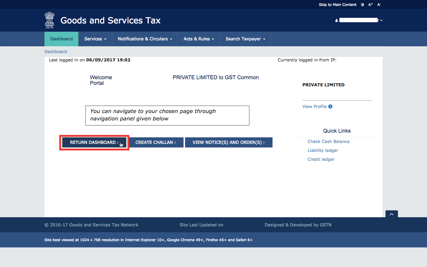 how to file gstr 3b nil return: Select-GST-Return-Dashboard (1)