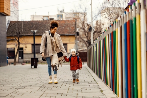 nanny caretaker with children